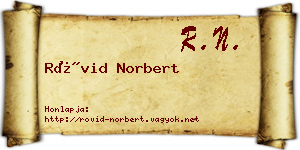 Rövid Norbert névjegykártya